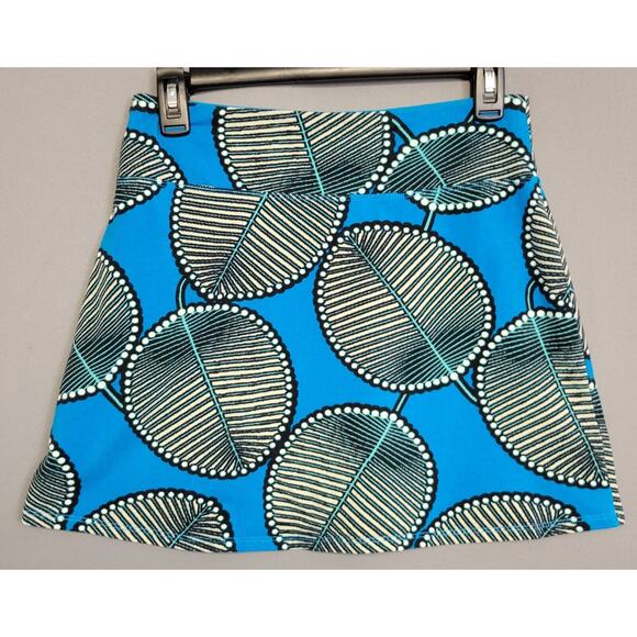 Patagonia Common Threads Mini Skirt Womens Small Blue Palm Leaf Stretches - Picture 6 of 7